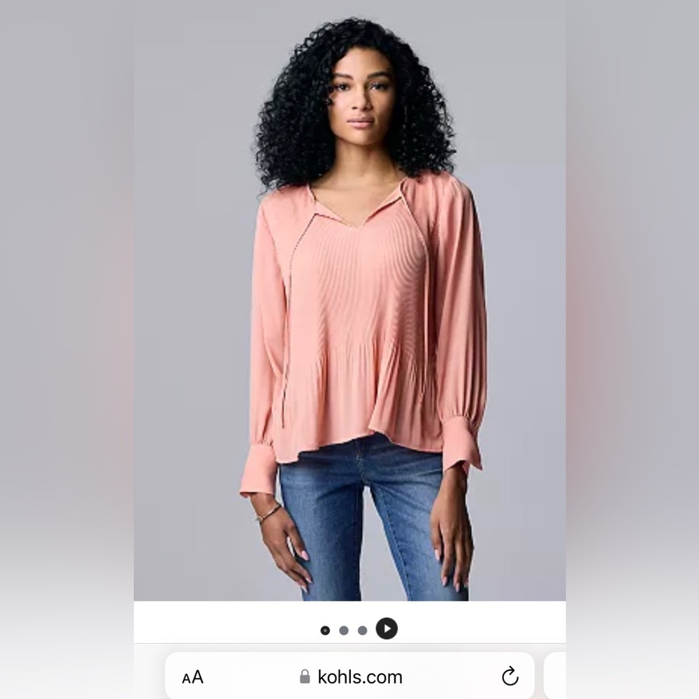 Simply Vera Vera Wang Pleated Splitneck Top